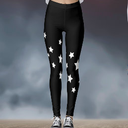 Black White stars Leggings