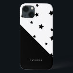 Black & White Stars Patten Abtract Personalized iPhone 13 Case<br><div class="desc">Modern iPad case featuring black stars pattern. This customizable case will be perfect as a gift.</div>