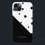 Black & White Stars Patten Abtract Personalized iPhone 13 Case<br><div class="desc">Modern iPad case featuring black stars pattern. This customizable case will be perfect as a gift.</div>