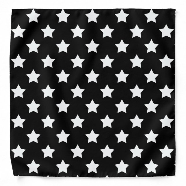 Black White Stars Pattern Decorative Bandana (Front)