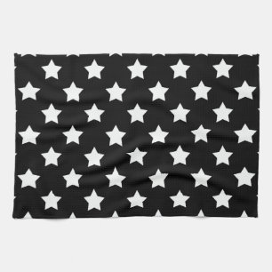 Black White Stars Pattern Decorative Kitchen Towel