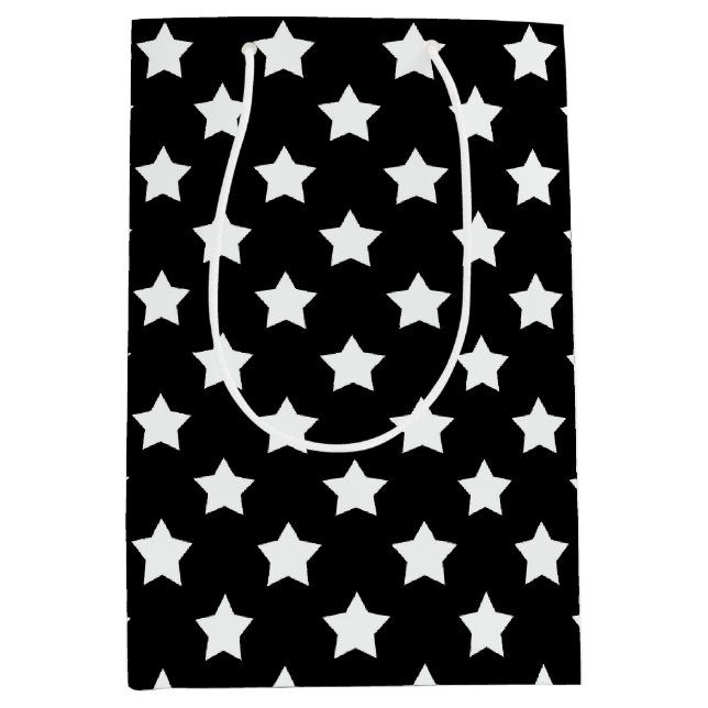 Black White Stars Pattern Decorative Medium Gift Bag (Front)