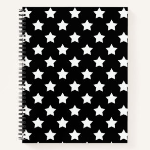Black White Stars Pattern Decorative Notebook