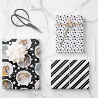 Black White Stars Stripes Photo Collage Christmas