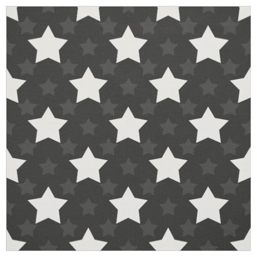 Black White Stars Textile Fabric