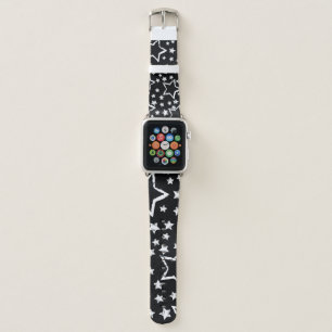 Black, white stars: urban grunge. apple watch band