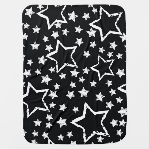 Black white stars urban grunge baby blanket