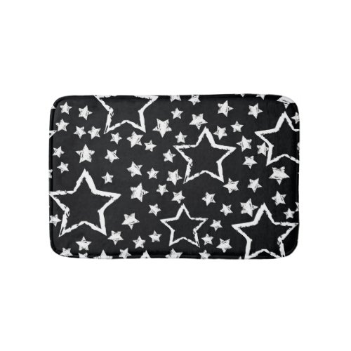 Black white stars urban grunge bath mat