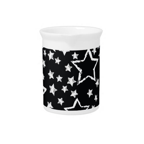 Black white stars urban grunge beverage pitcher