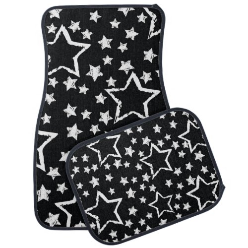 Black white stars urban grunge car floor mat