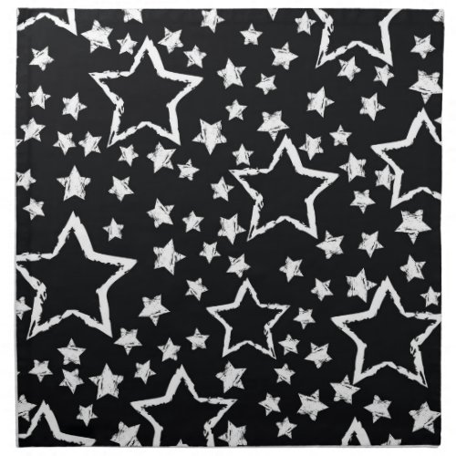 Black white stars urban grunge cloth napkin