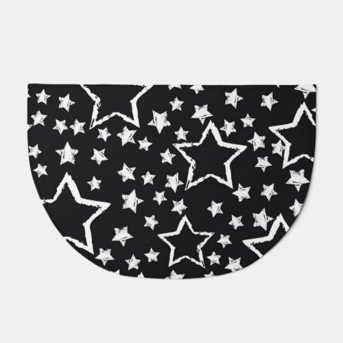 Black white stars urban grunge doormat