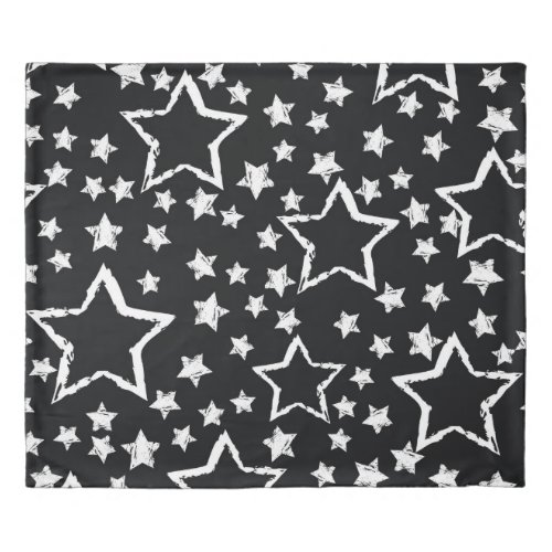 Black white stars urban grunge duvet cover