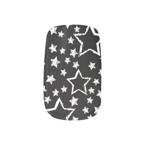 Black white stars urban grunge minx nail art