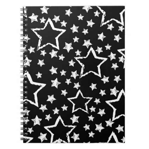 Black white stars urban grunge notebook