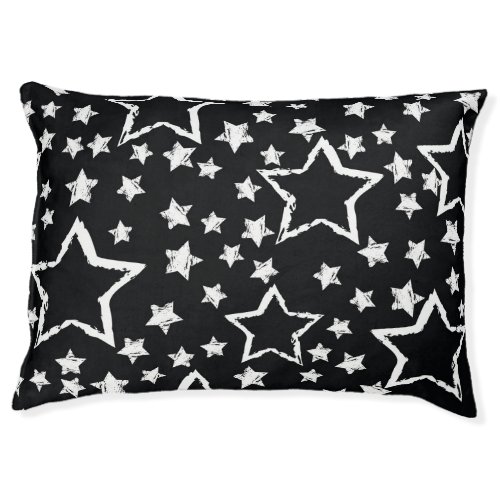 Black white stars urban grunge pet bed