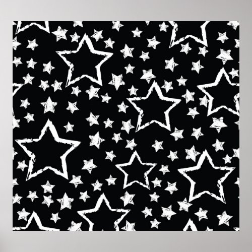 Black white stars urban grunge poster