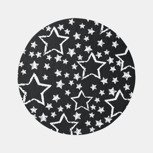 Black white stars urban grunge rug