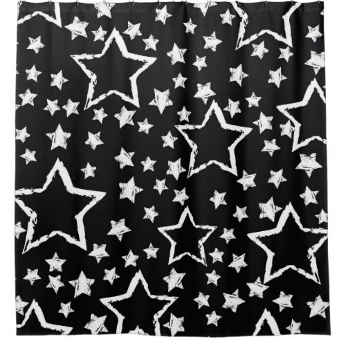 Black white stars urban grunge shower curtain