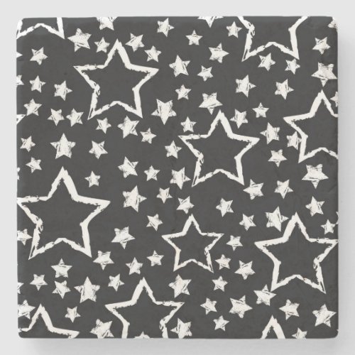 Black white stars urban grunge stone coaster