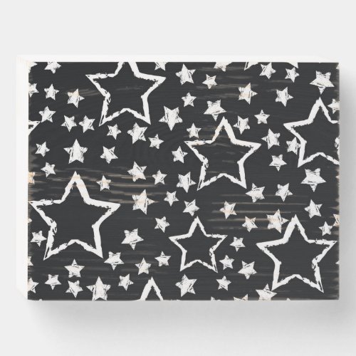 Black white stars urban grunge wooden box sign