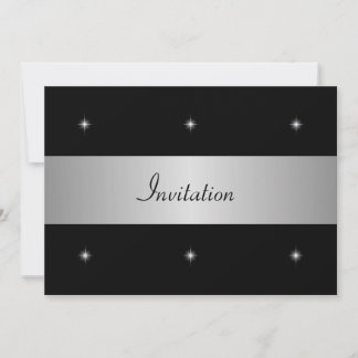 Black & White Stars with Silver Special Event Invitation