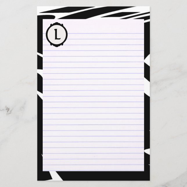 Black White Stationery with Monogram (Front)
