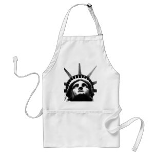 Black & White Statue of Liberty Adult Apron