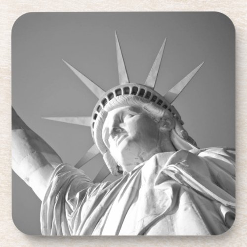 Black White Statue of Liberty Beverage Coaster