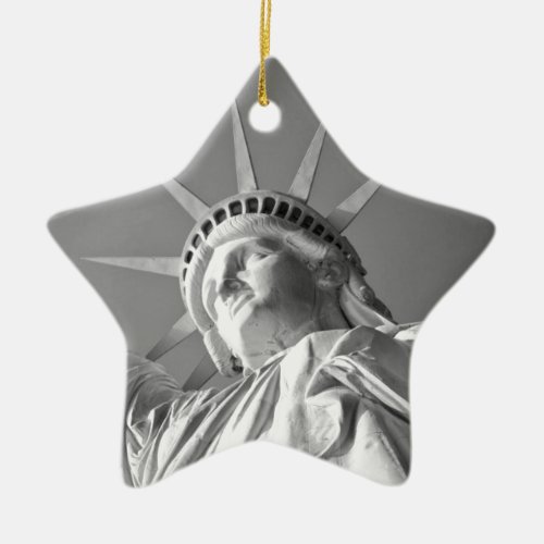 Black White Statue of Liberty Ceramic Ornament