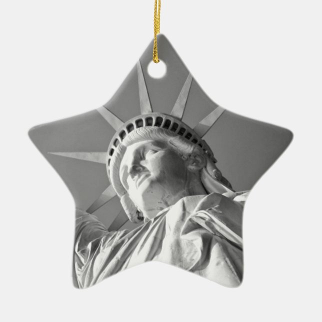 Black White Statue of Liberty Ceramic Ornament (Front)