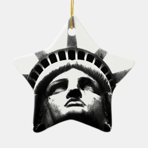 Black  White Statue of Liberty Ceramic Ornament