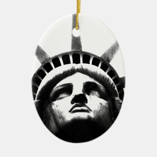 Black  White Statue of Liberty Ceramic Ornament