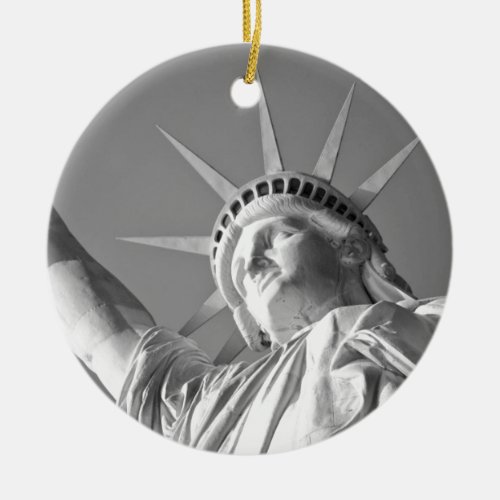 Black White Statue of Liberty Ceramic Ornament