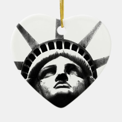 Black  White Statue of Liberty Ceramic Ornament