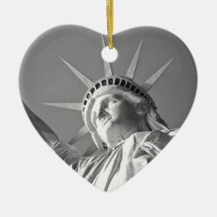 Black White Statue of Liberty Ceramic Ornament