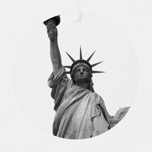 Black  White Statue of Liberty Christmas Ornament