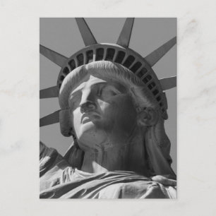 Black White Statue of Liberty Close Up Photo Postcard