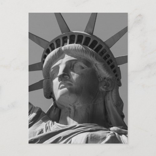 Black White Statue of Liberty Close Up Photo Postcard