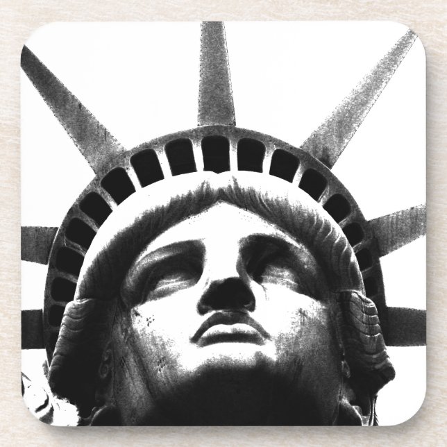 Black & White Statue of Liberty Drink Coaster (Front)
