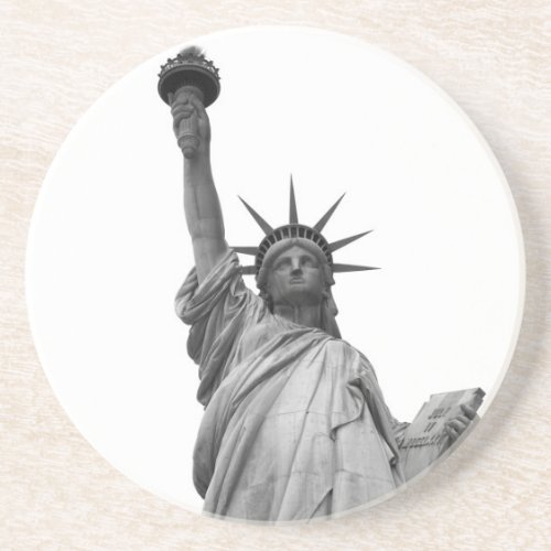Black  White Statue of Liberty Drink Coaster