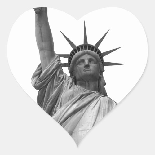 Black  White Statue of Liberty Heart Sticker