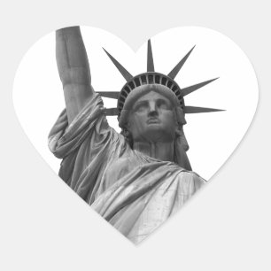 Black & White Statue of Liberty Heart Sticker