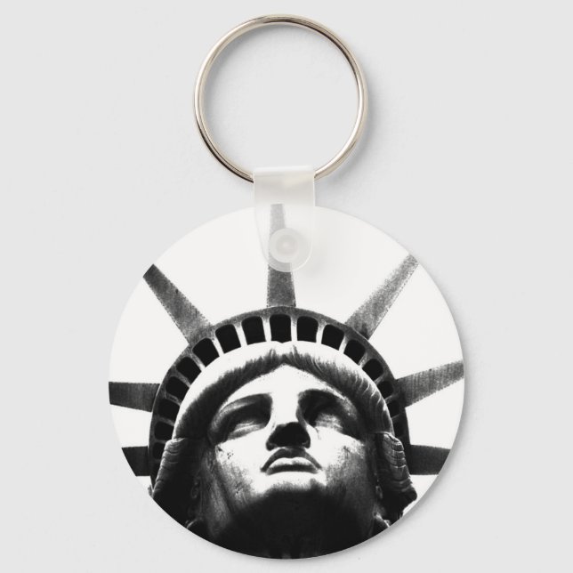 Black & White Statue of Liberty Keychain (Front)