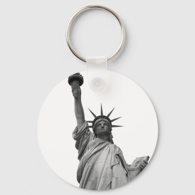 Black & White Statue of Liberty Keychain (Front)