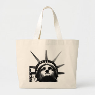 Black & White Statue of Liberty Large Tote Bag