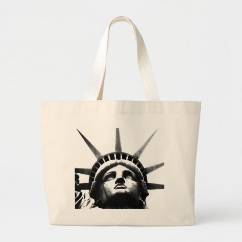 Black  White Statue of Liberty Large Tote Bag