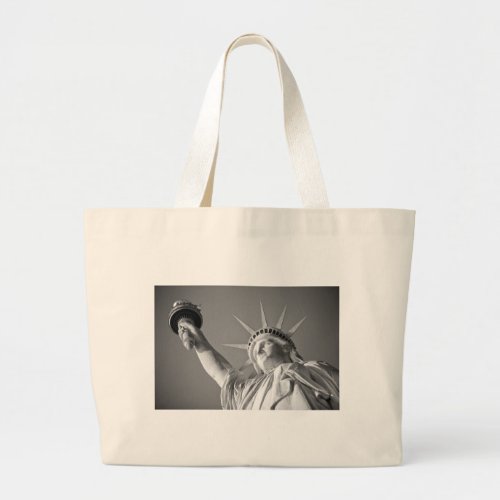 Black White Statue of Liberty Large Tote Bag