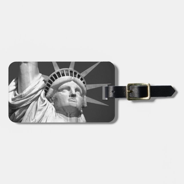 Black & White Statue of Liberty Luggage Tag (Front Horizontal)