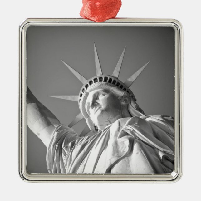Black White Statue of Liberty Metal Ornament (Front)